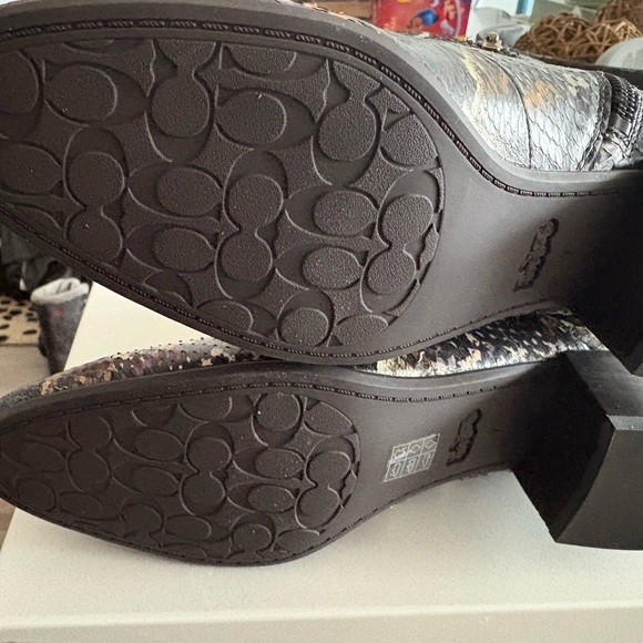 Coach Snake-Print Pointed Ankle Boots in Black Multi - Picture 3 of 4